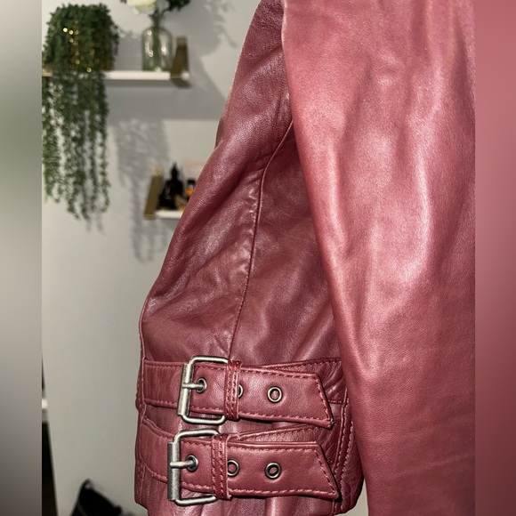 Lucky Brand Burgundy 100% Lamb Leather Jacket - Picture 7 of 7